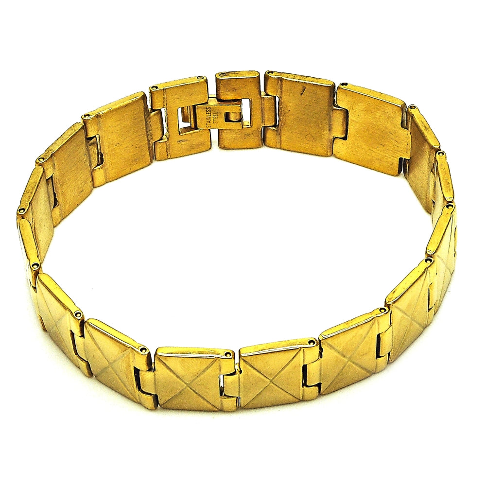 Stainless Steel Solid Bracelet, Polished, Golden Finish