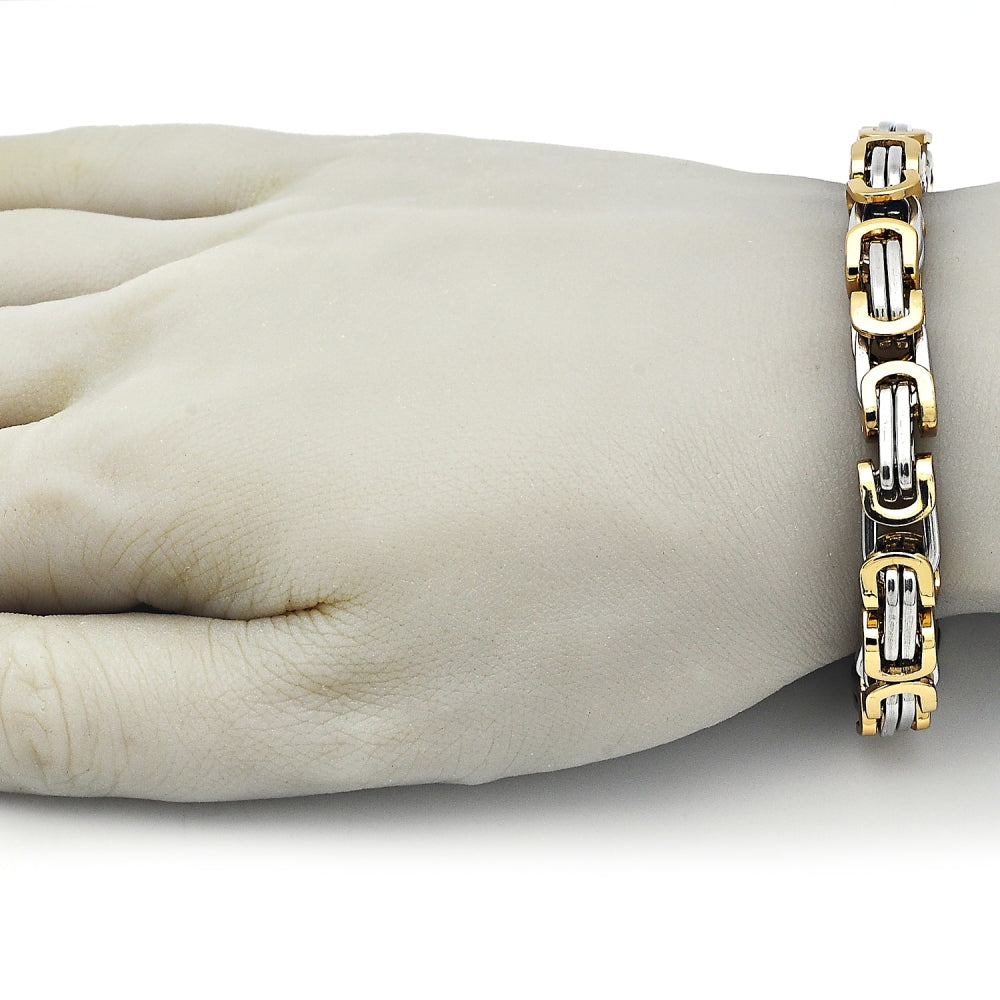 Stainless Steel Fancy Bracelet, Polished, Two Tone