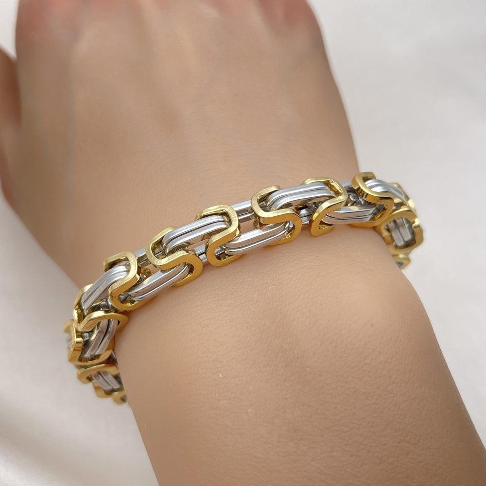 Stainless Steel Fancy Bracelet, Polished, Two Tone