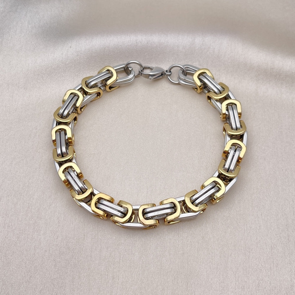 Stainless Steel Fancy Bracelet, Polished, Two Tone