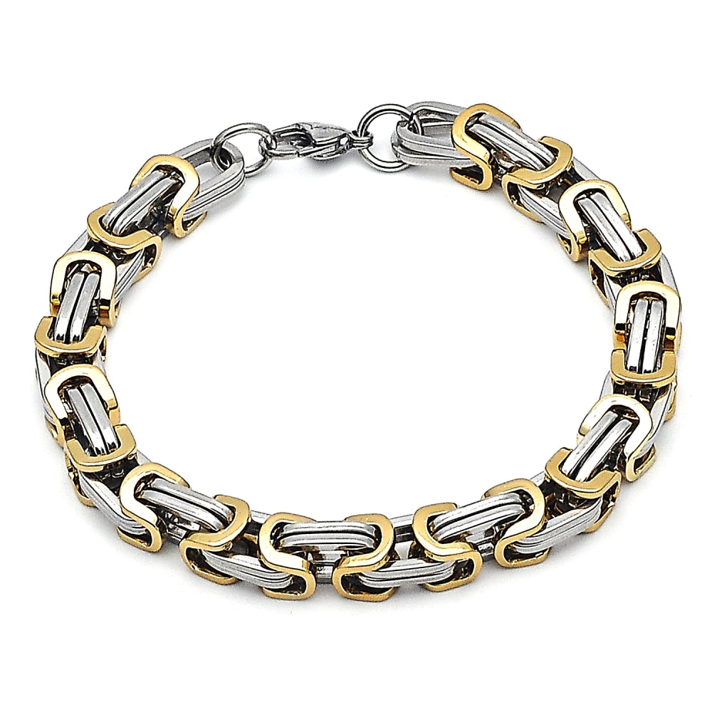 Stainless Steel Fancy Bracelet, Polished, Two Tone