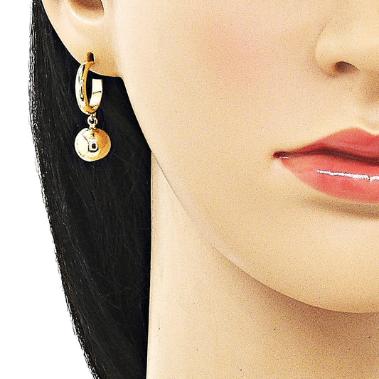 Oro Laminado Dangle Earring, Gold Filled Style Ball Design, Polished, Golden Finish