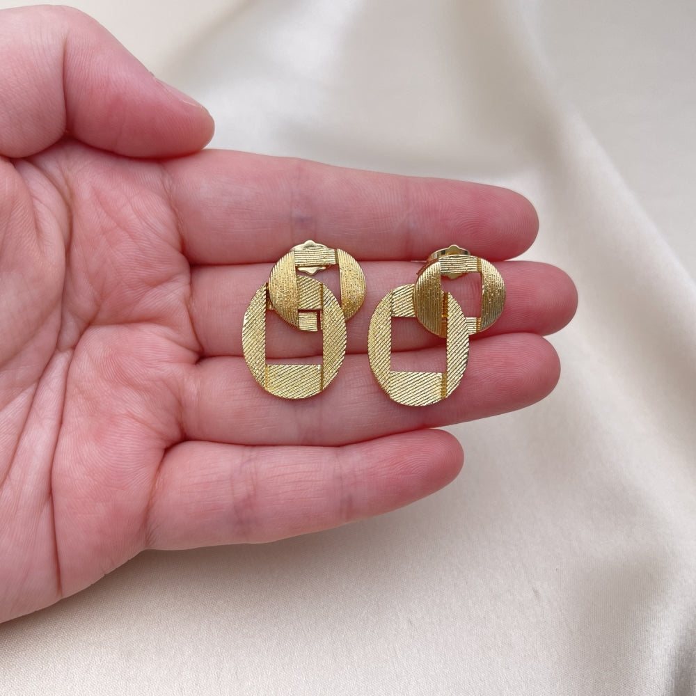 Oro Laminado Dangle Earring, Gold Filled Style Matte Finish, Golden Finish
