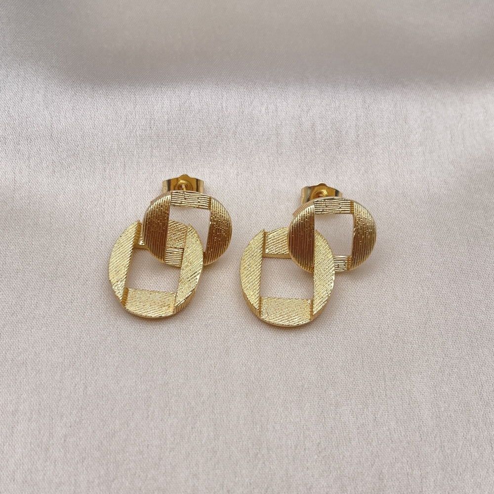 Oro Laminado Dangle Earring, Gold Filled Style Matte Finish, Golden Finish