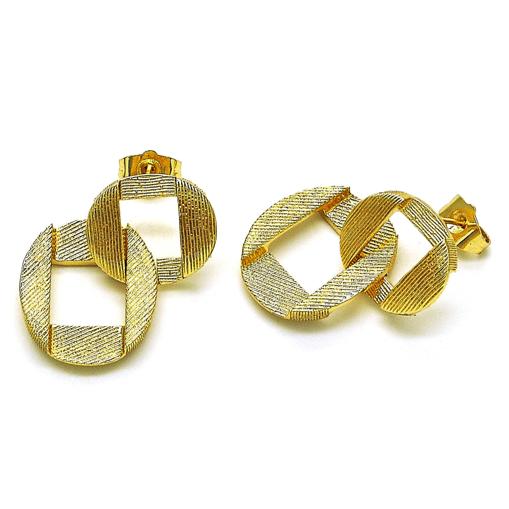 Oro Laminado Dangle Earring, Gold Filled Style Matte Finish, Golden Finish