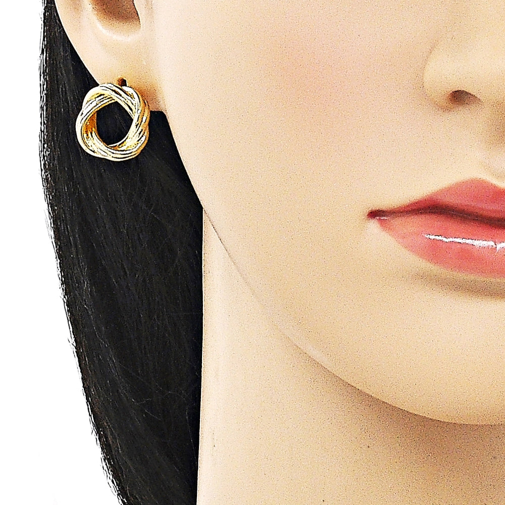 Oro Laminado Stud Earring, Gold Filled Style Love Knot Design, Polished, Golden Finish