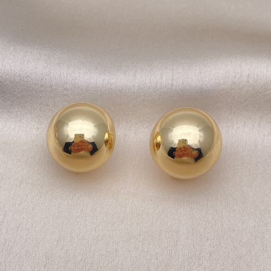 Oro Laminado Leverback Earring, Gold Filled Style Ball and Hollow Design, Polished, Golden Finish