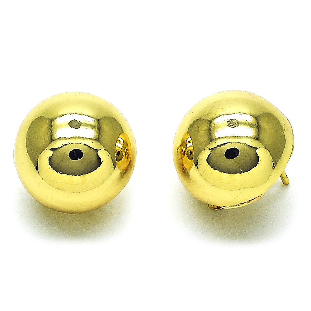 Oro Laminado Leverback Earring, Gold Filled Style Ball and Hollow Design, Polished, Golden Finish