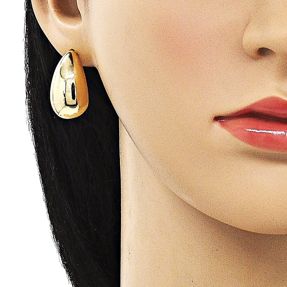 Oro Laminado Stud Earring, Gold Filled Style Teardrop Design, Polished, Golden Finish