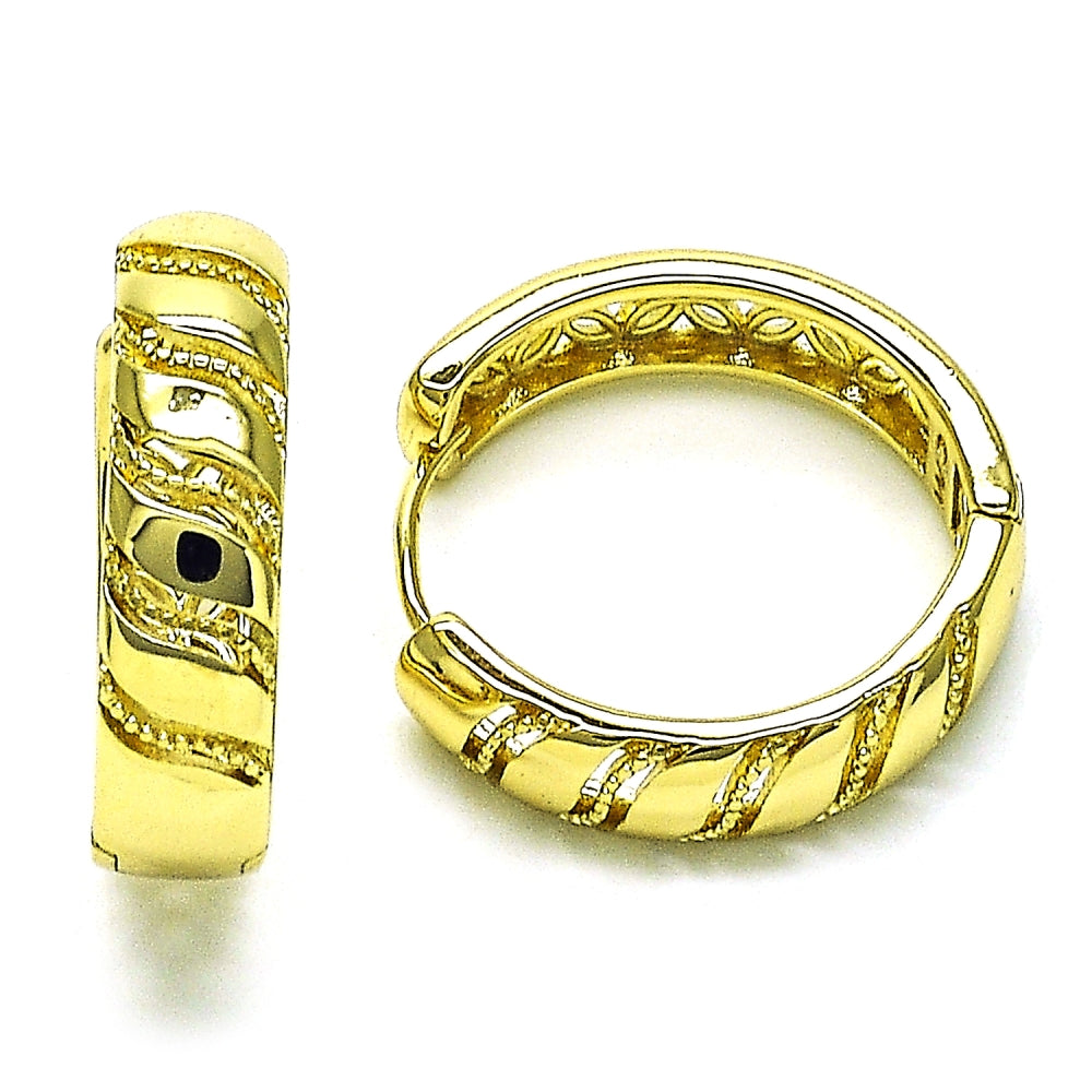 Oro Laminado Huggie Hoop, Gold Filled Style Butterfly Design, Polished, Golden Finish