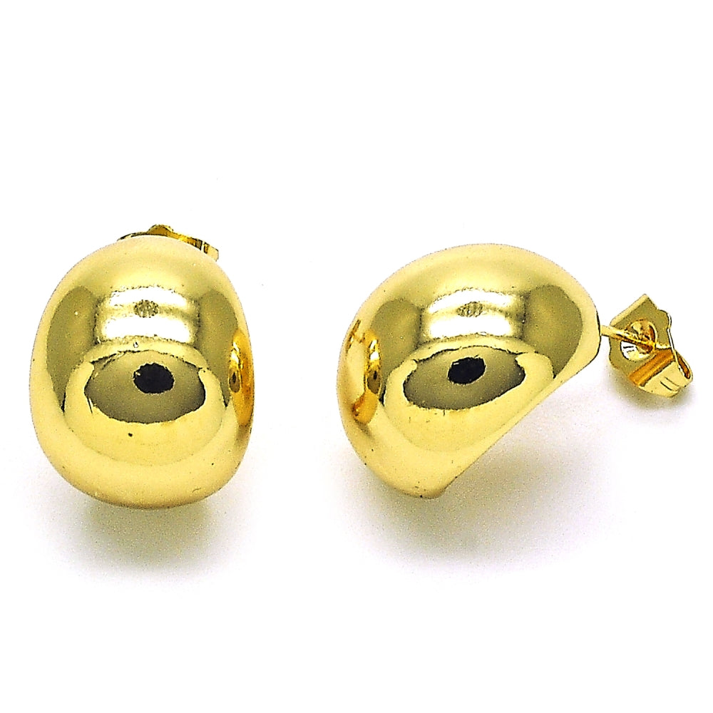 Oro Laminado Stud Earring, Gold Filled Style Polished, Golden Finish