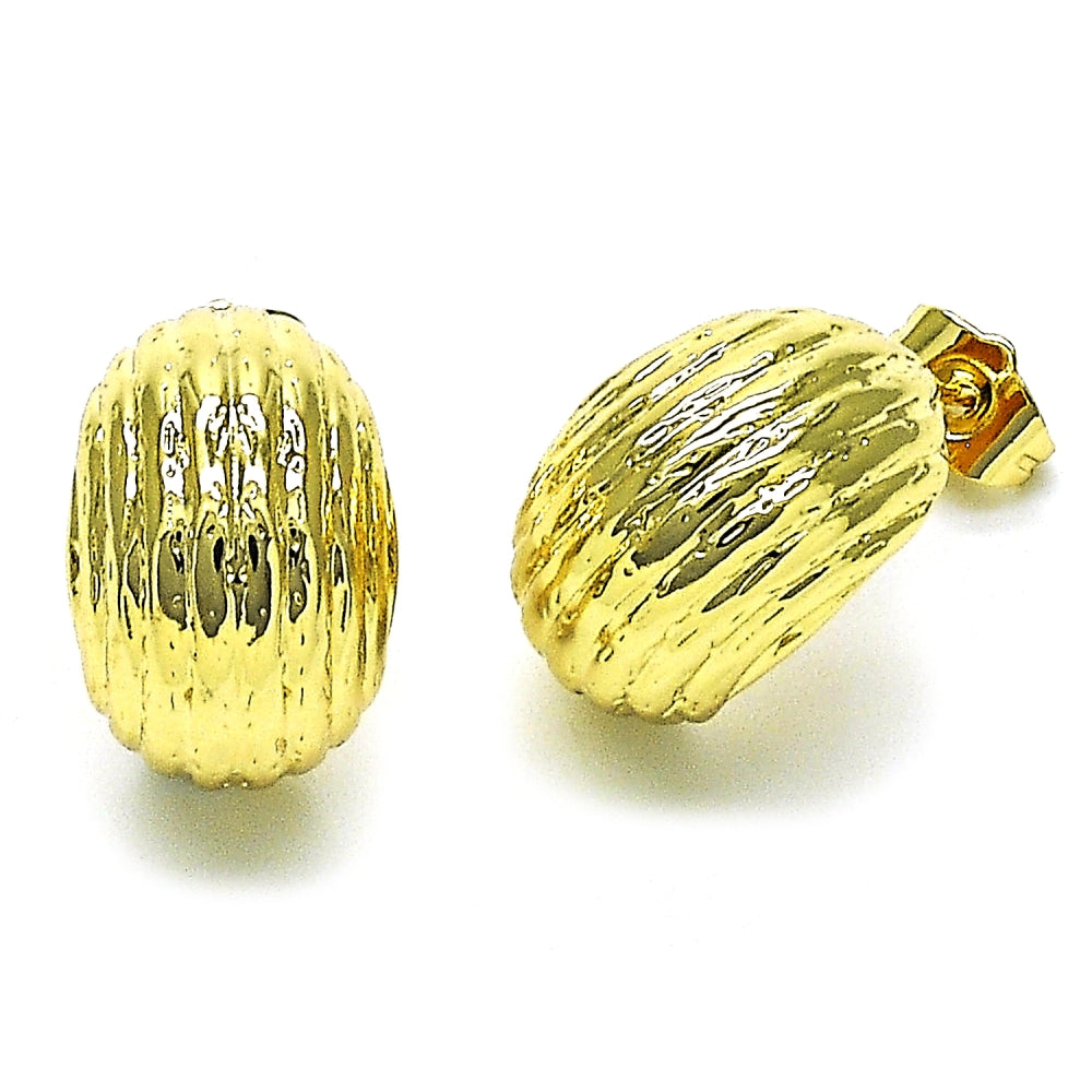 Oro Laminado Stud Earring, Gold Filled Style Polished, Golden Finish