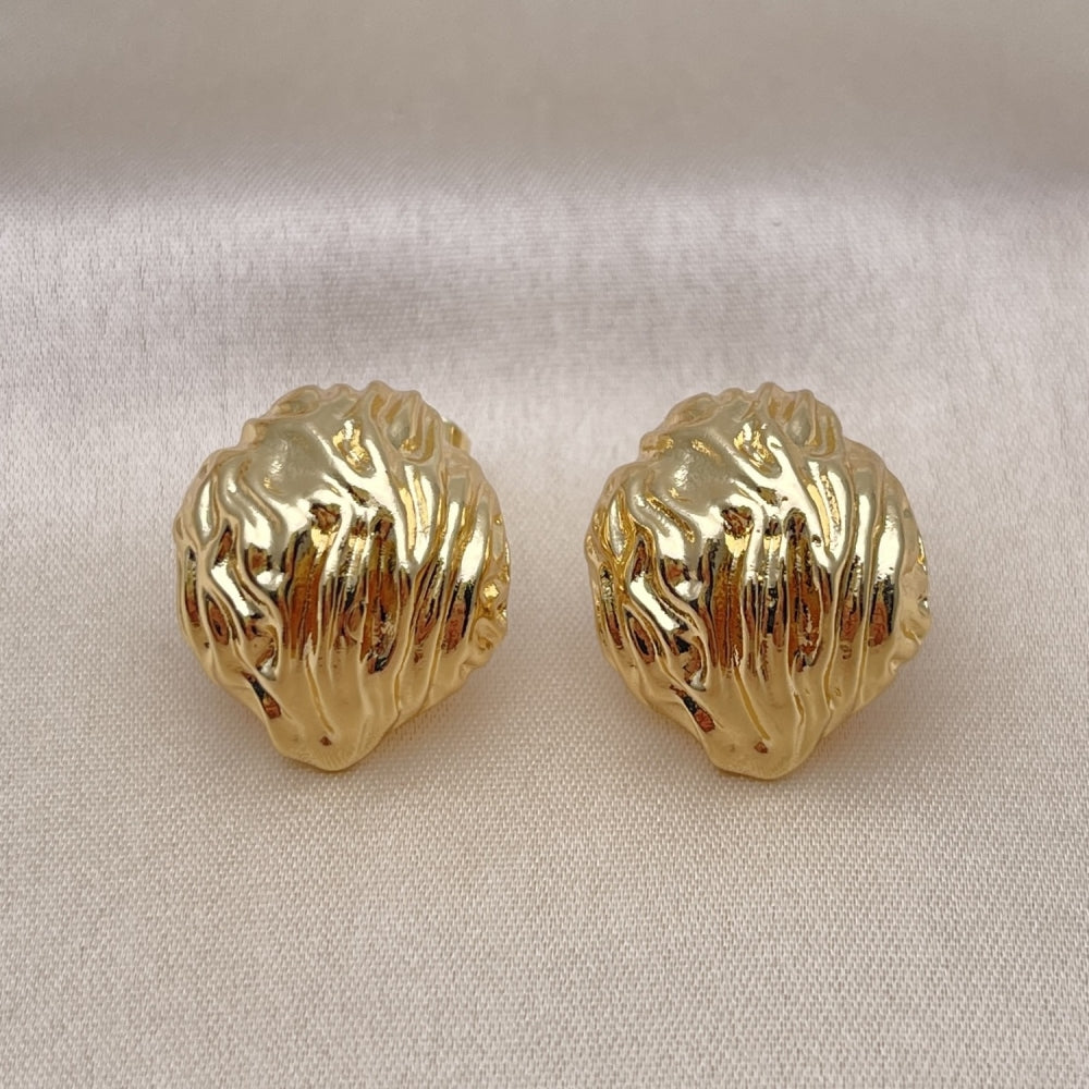 Oro Laminado Stud Earring, Gold Filled Style Polished, Golden Finish