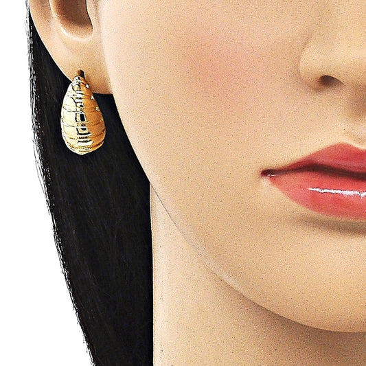 Oro Laminado Stud Earring, Gold Filled Style Teardrop Design, Polished, Golden Finish