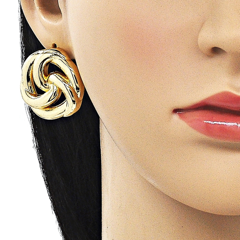 Oro Laminado Stud Earring, Gold Filled Style Polished, Golden Finish