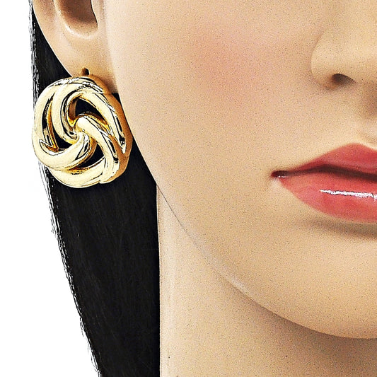Oro Laminado Stud Earring, Gold Filled Style Polished, Golden Finish
