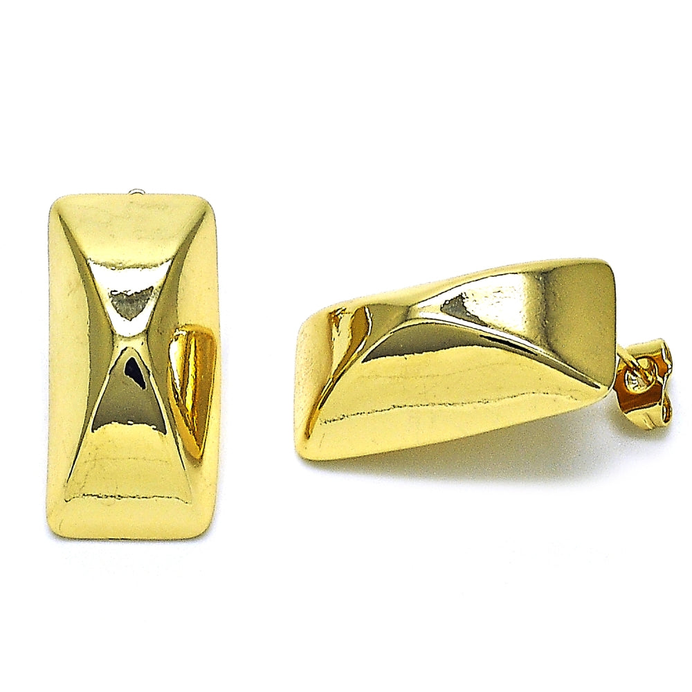 Oro Laminado Stud Earring, Gold Filled Style Polished, Golden Finish