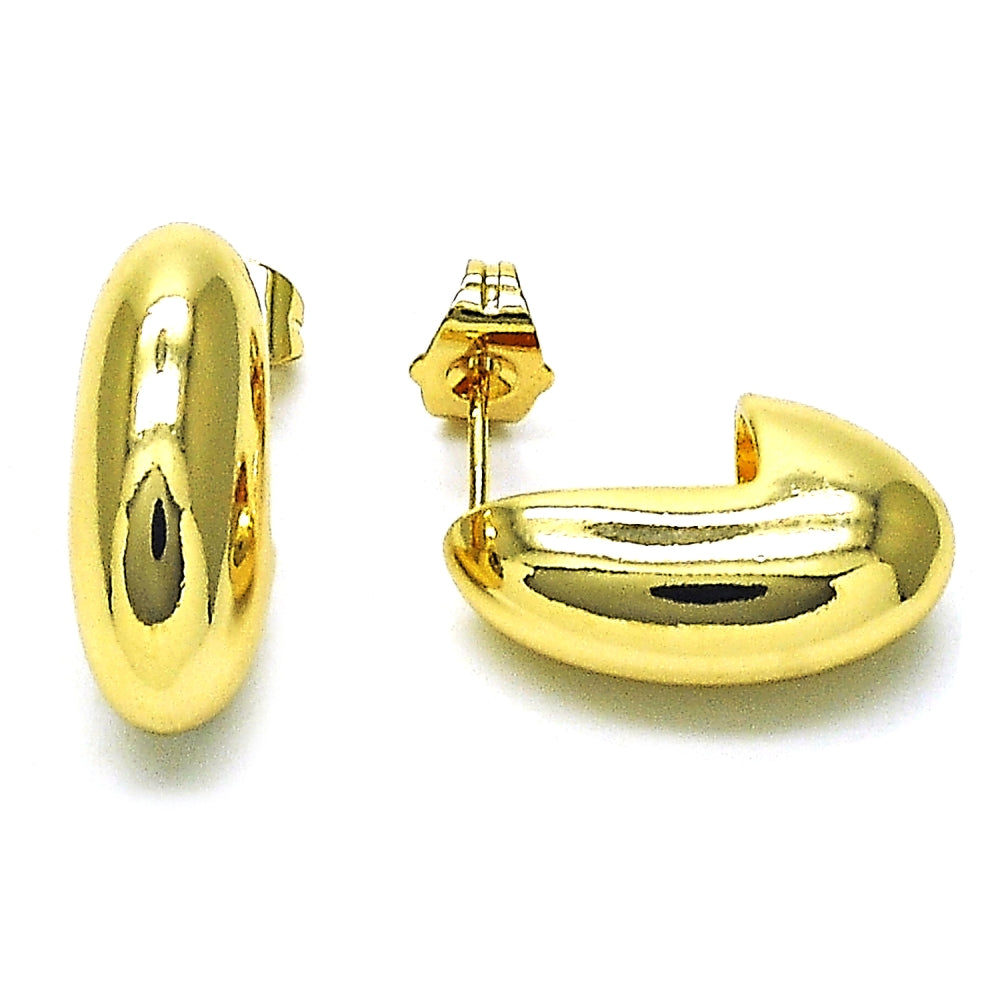 Oro Laminado Stud Earring, Gold Filled Style Polished, Golden Finish