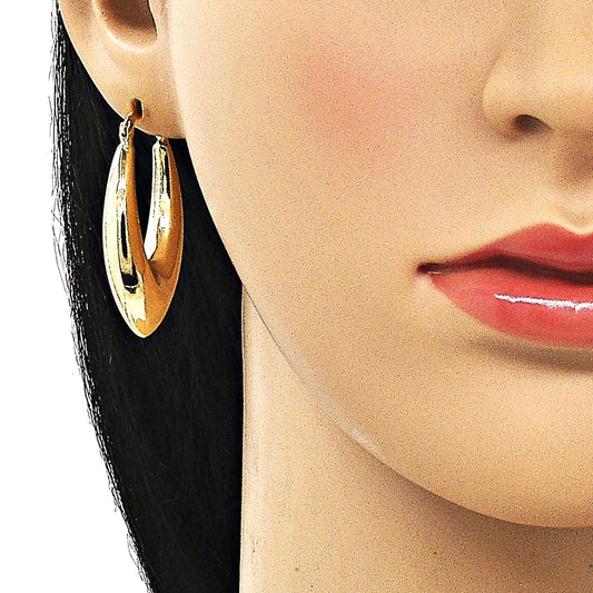 Oro Laminado Small Hoop, Gold Filled Style Hollow Design, Polished, Golden Finish