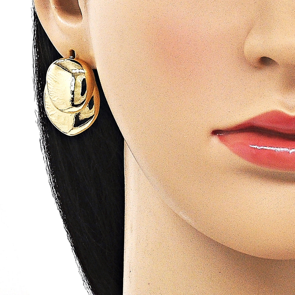 Oro Laminado Stud Earring, Gold Filled Style Leaf Design, Polished, Golden Finish