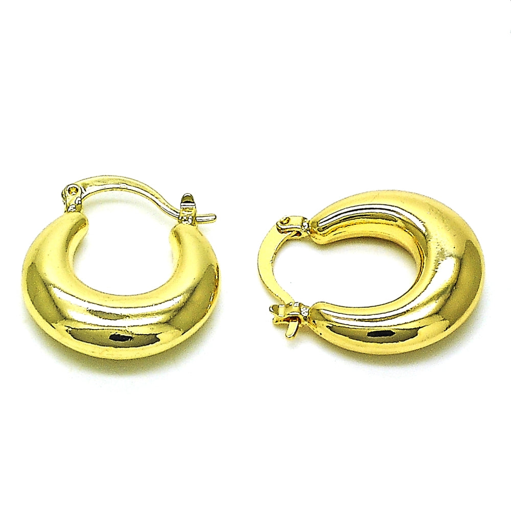 Oro Laminado Small Hoop, Gold Filled Style Hollow Design, Polished, Golden Finish
