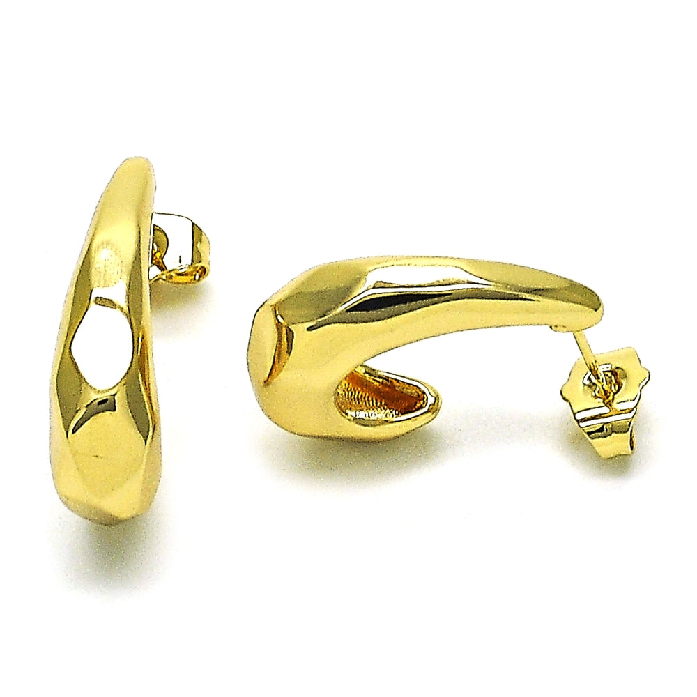 Oro Laminado Stud Earring, Gold Filled Style Polished, Golden Finish