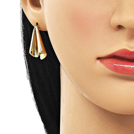 Oro Laminado Stud Earring, Gold Filled Style Polished, Golden Finish