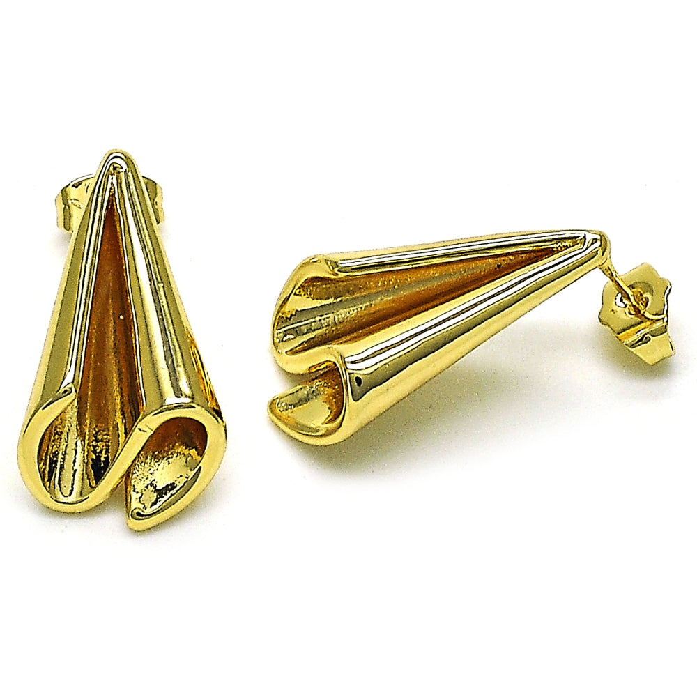 Oro Laminado Stud Earring, Gold Filled Style Polished, Golden Finish