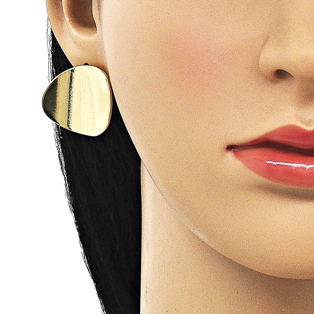 Oro Laminado Stud Earring, Gold Filled Style Polished, Golden Finish