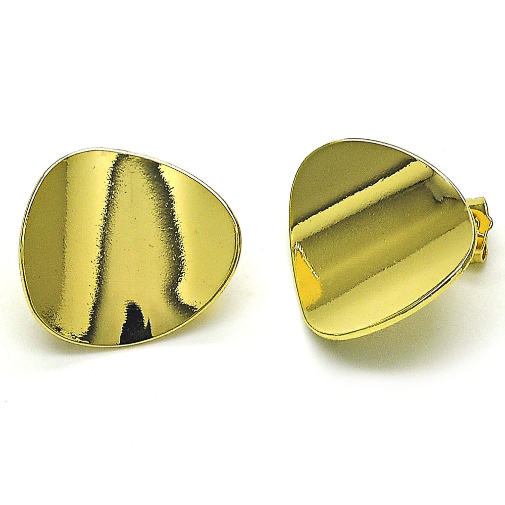 Oro Laminado Stud Earring, Gold Filled Style Polished, Golden Finish