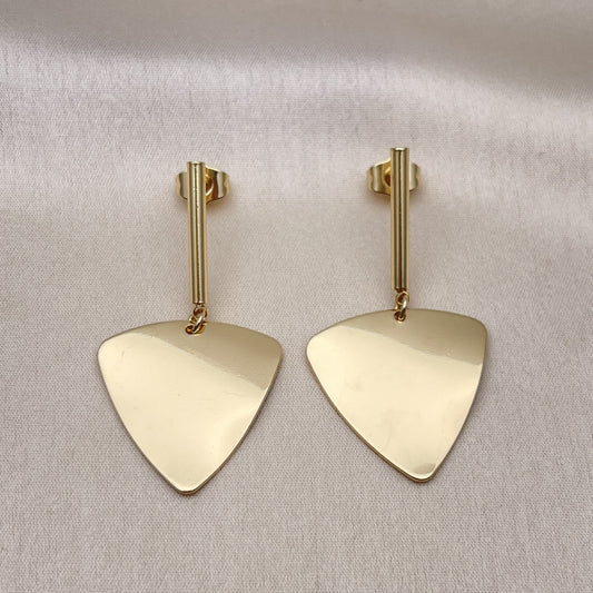 Oro Laminado Long Earring, Gold Filled Style Polished, Golden Finish