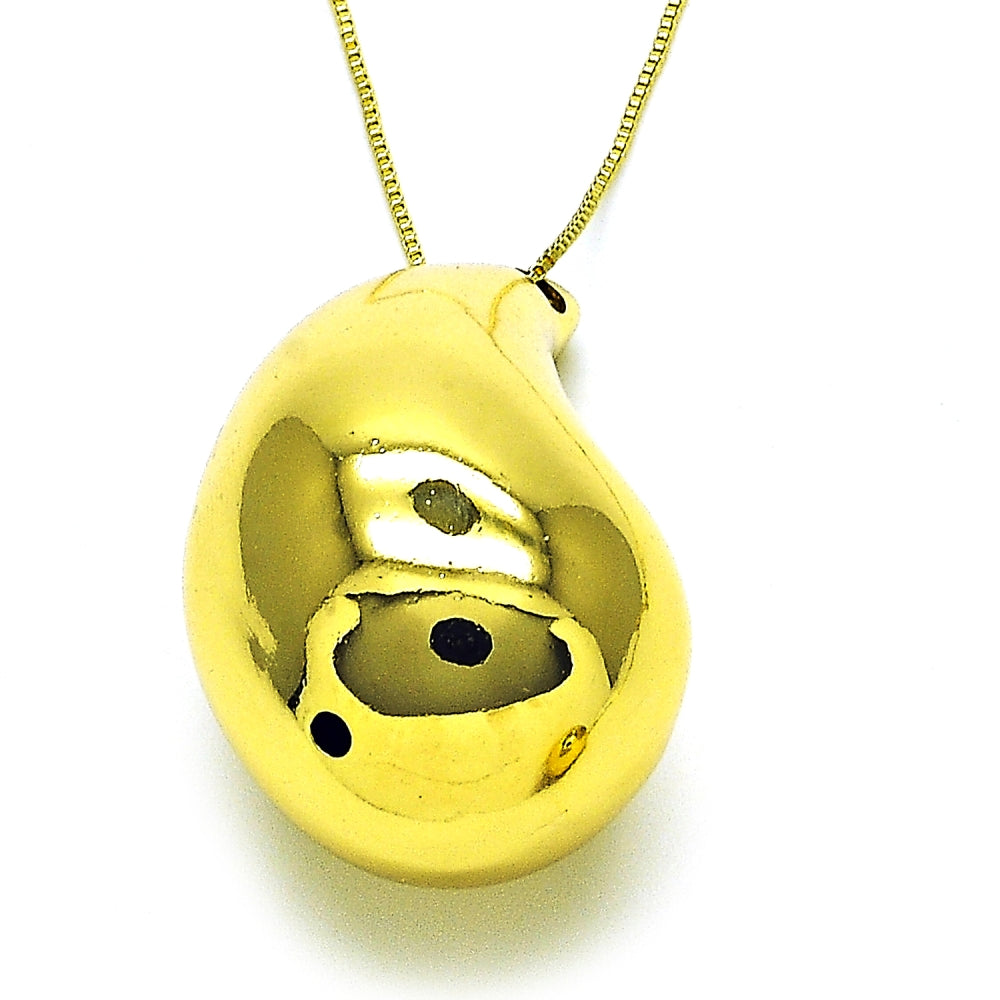 Oro Laminado Pendant Necklace, Gold Filled Style Teardrop Design, Polished, Golden Finish
