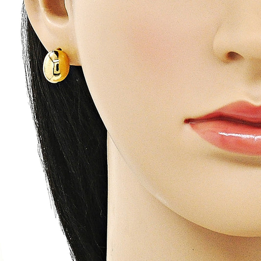 Oro Laminado Stud Earring, Gold Filled Style Ball Design, Polished, Golden Finish