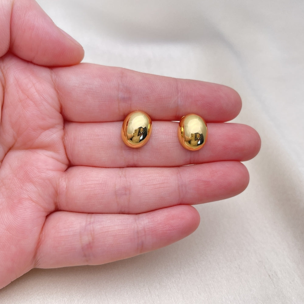 Oro Laminado Stud Earring, Gold Filled Style Ball Design, Polished, Golden Finish