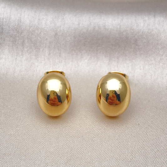 Oro Laminado Stud Earring, Gold Filled Style Ball Design, Polished, Golden Finish