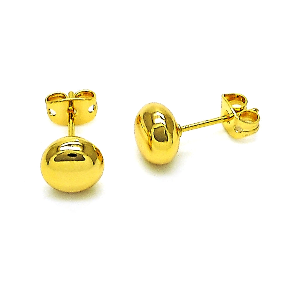 Oro Laminado Stud Earring, Gold Filled Style Ball and Hollow Design, Polished, Golden Finish