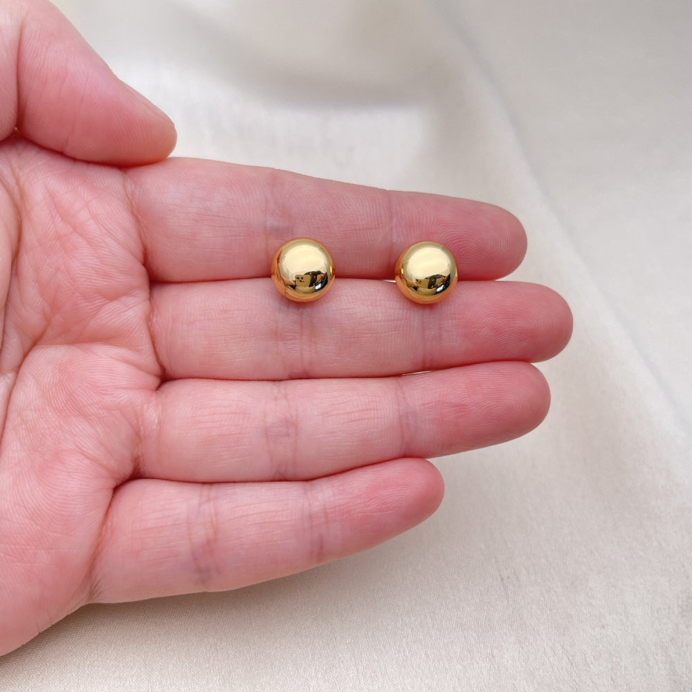 Oro Laminado Stud Earring, Gold Filled Style Ball and Hollow Design, Polished, Golden Finish
