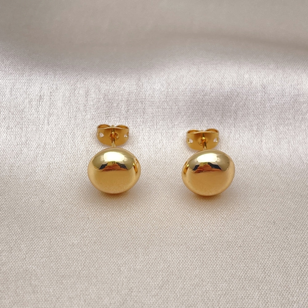 Oro Laminado Stud Earring, Gold Filled Style Ball and Hollow Design, Polished, Golden Finish