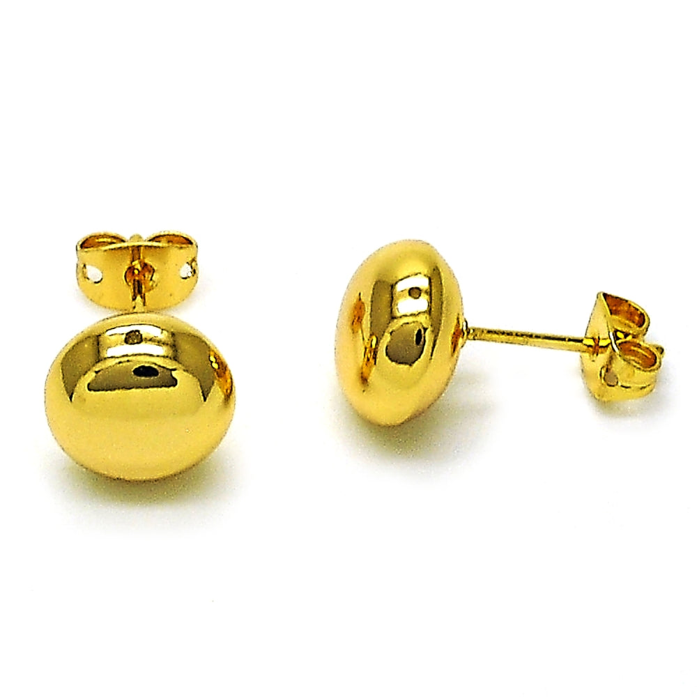 Oro Laminado Stud Earring, Gold Filled Style Ball and Hollow Design, Polished, Golden Finish