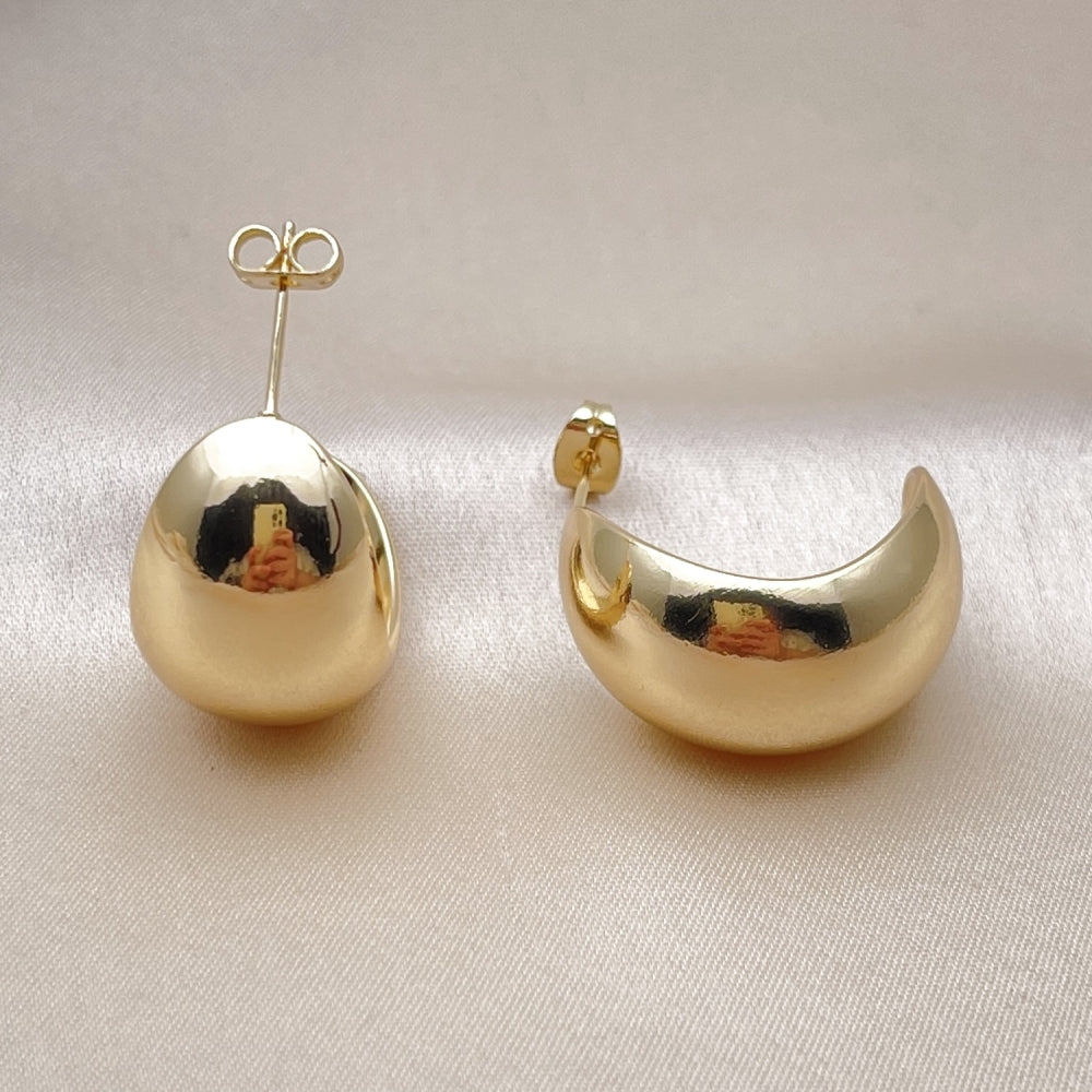 Oro Laminado Stud Earring, Gold Filled Style Ball Design, Polished, Golden Finish