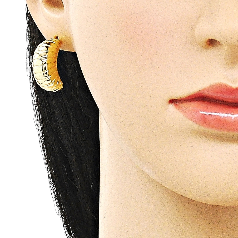 Oro Laminado Stud Earring, Gold Filled Style Twist Design, Polished, Golden Finish