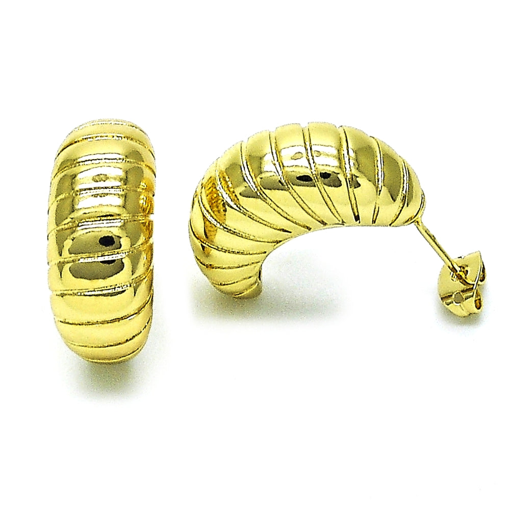 Oro Laminado Stud Earring, Gold Filled Style Twist Design, Polished, Golden Finish