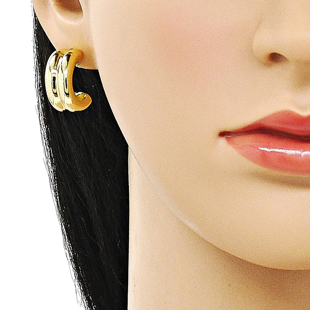 Oro Laminado Stud Earring, Gold Filled Style Polished, Golden Finish