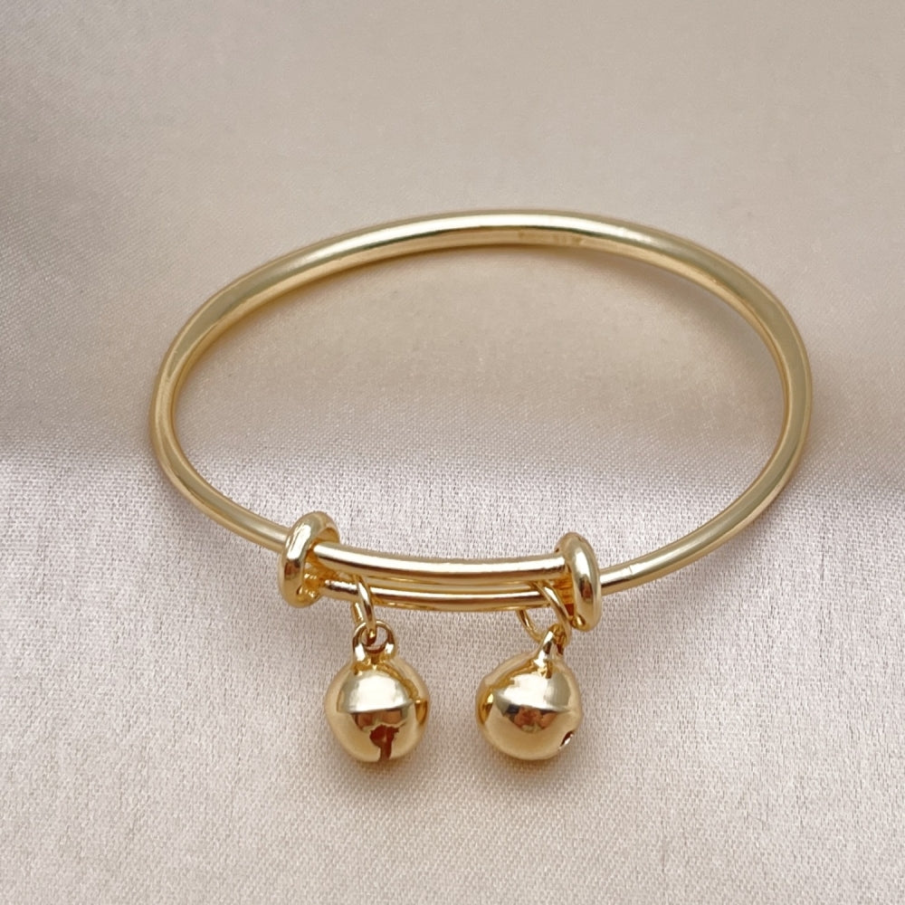 Oro Laminado Individual Bangle, Gold Filled Style Rattle Charm Design, Polished, Golden Finish