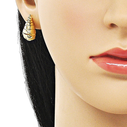 Oro Laminado Stud Earring, Gold Filled Style Teardrop and Twist Design, Polished, Golden Finish