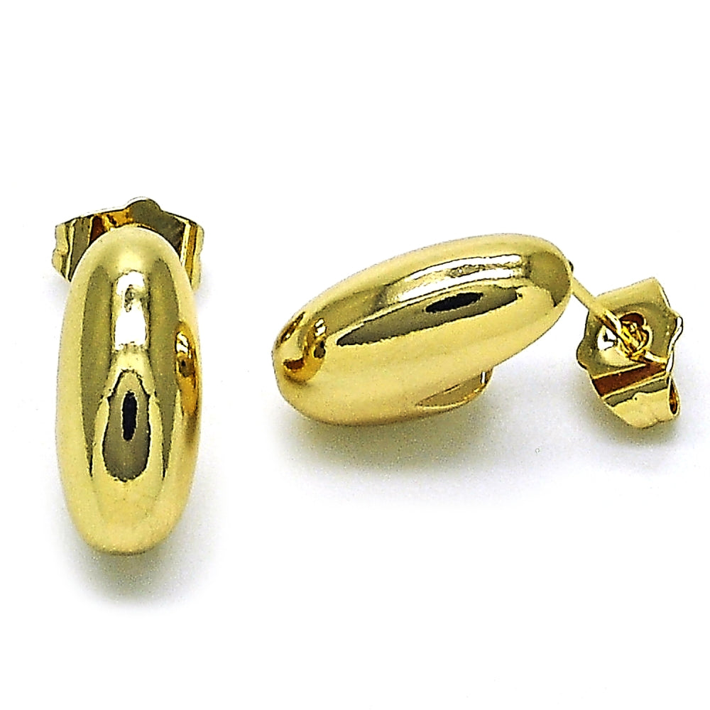 Oro Laminado Stud Earring, Gold Filled Style Polished, Golden Finish