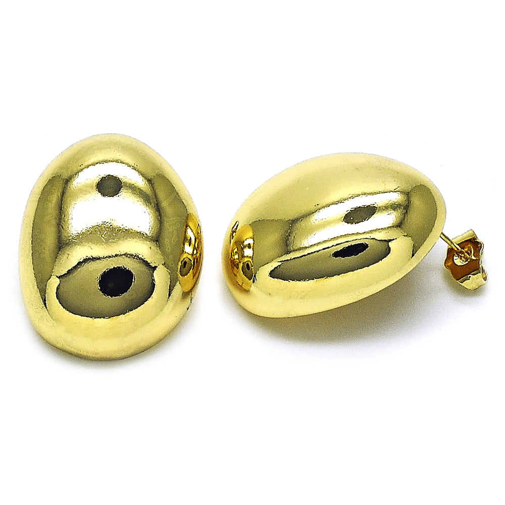 Oro Laminado Stud Earring, Gold Filled Style Polished, Golden Finish