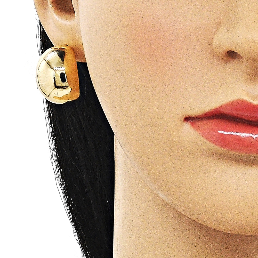 Oro Laminado Stud Earring, Gold Filled Style Polished, Golden Finish