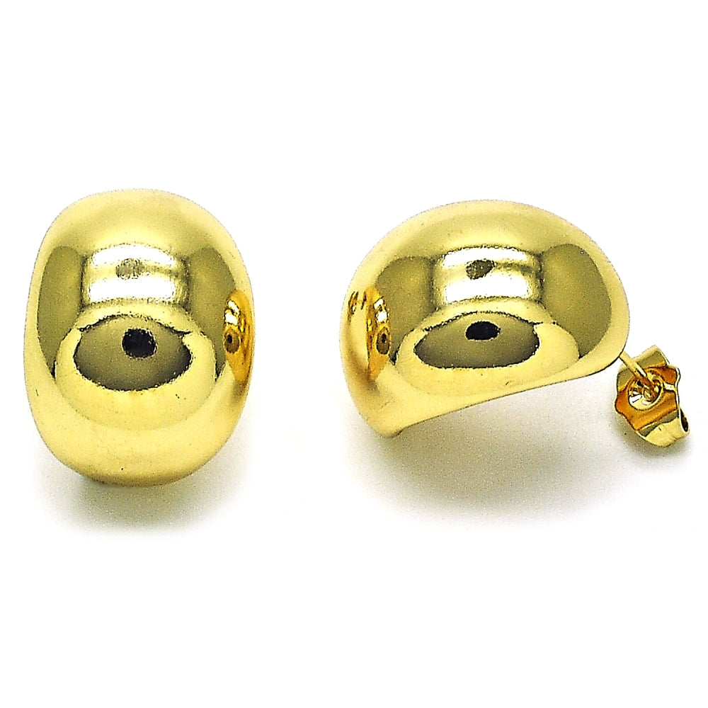 Oro Laminado Stud Earring, Gold Filled Style Polished, Golden Finish
