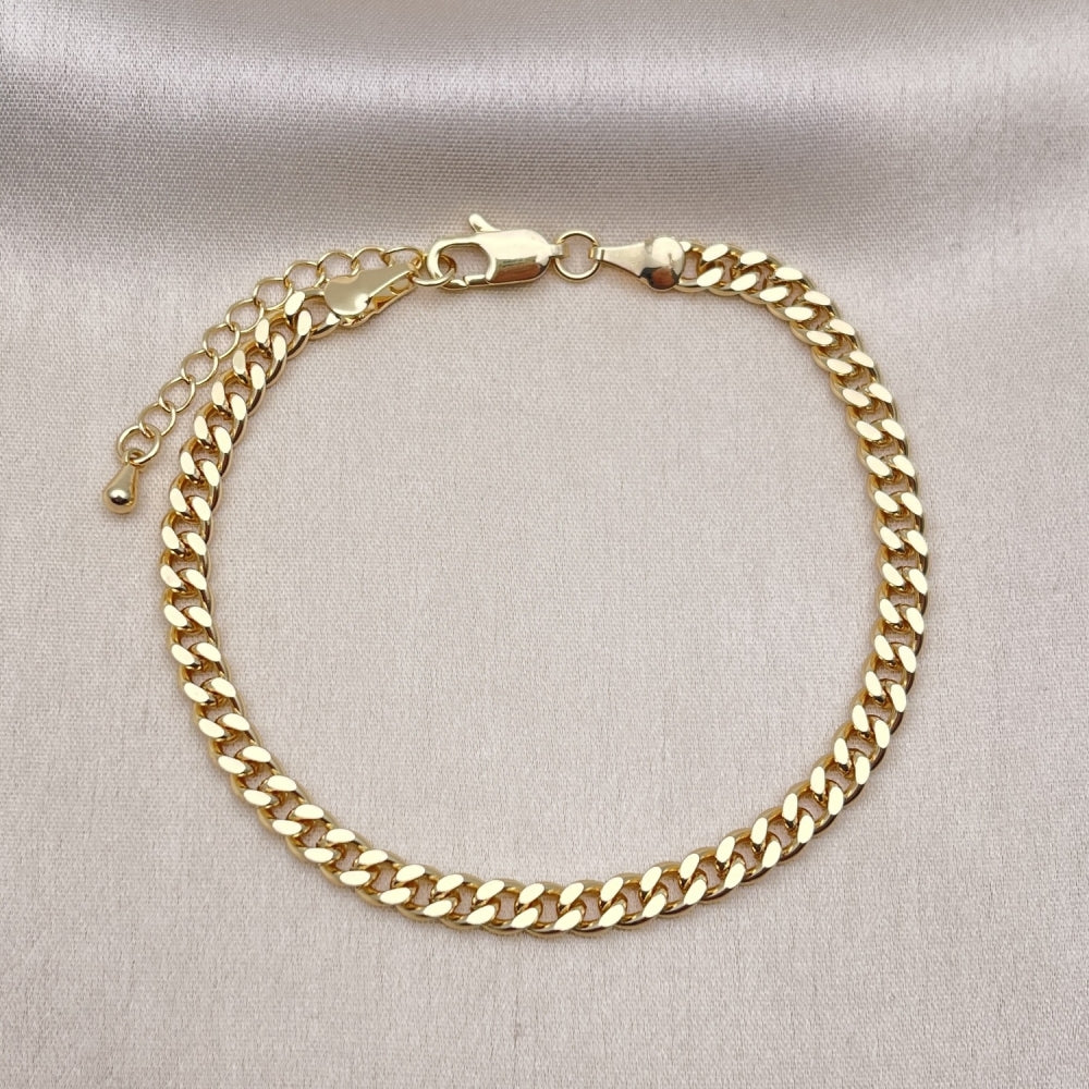 Oro Laminado Basic Bracelet, Gold Filled Style Miami Cuban Design, Polished, Golden Finish